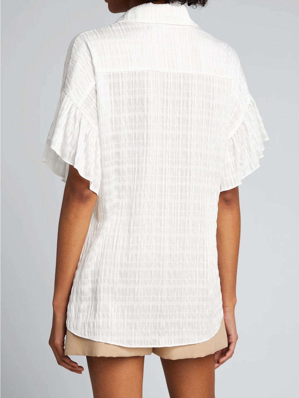 Alice and Olivia Edyth White Ruffle Sleeve Women's Top XS